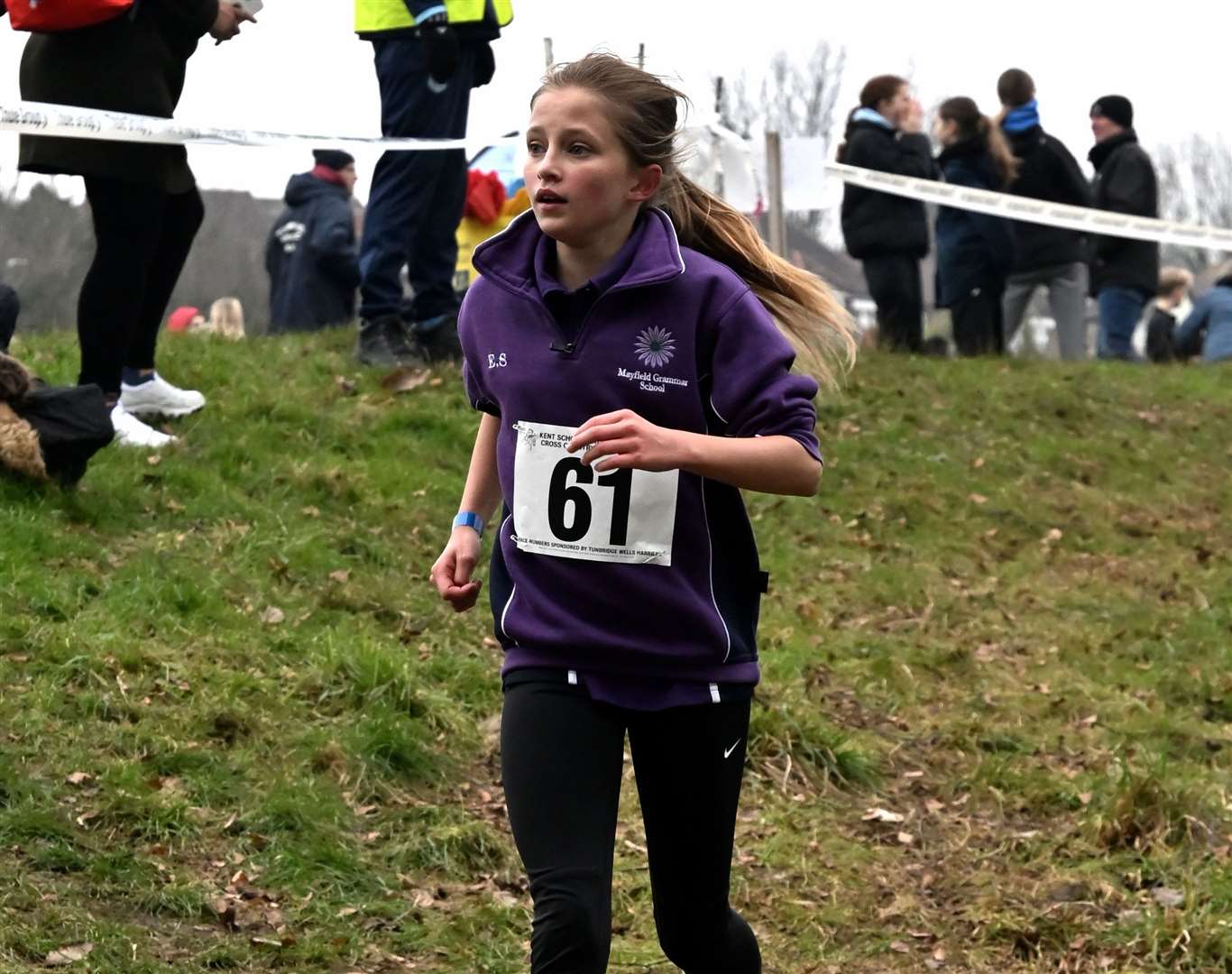 No.61 Elin Spring competing for Dartford & Gravesham in the Year 7 event. Picture: Simon Hildrew