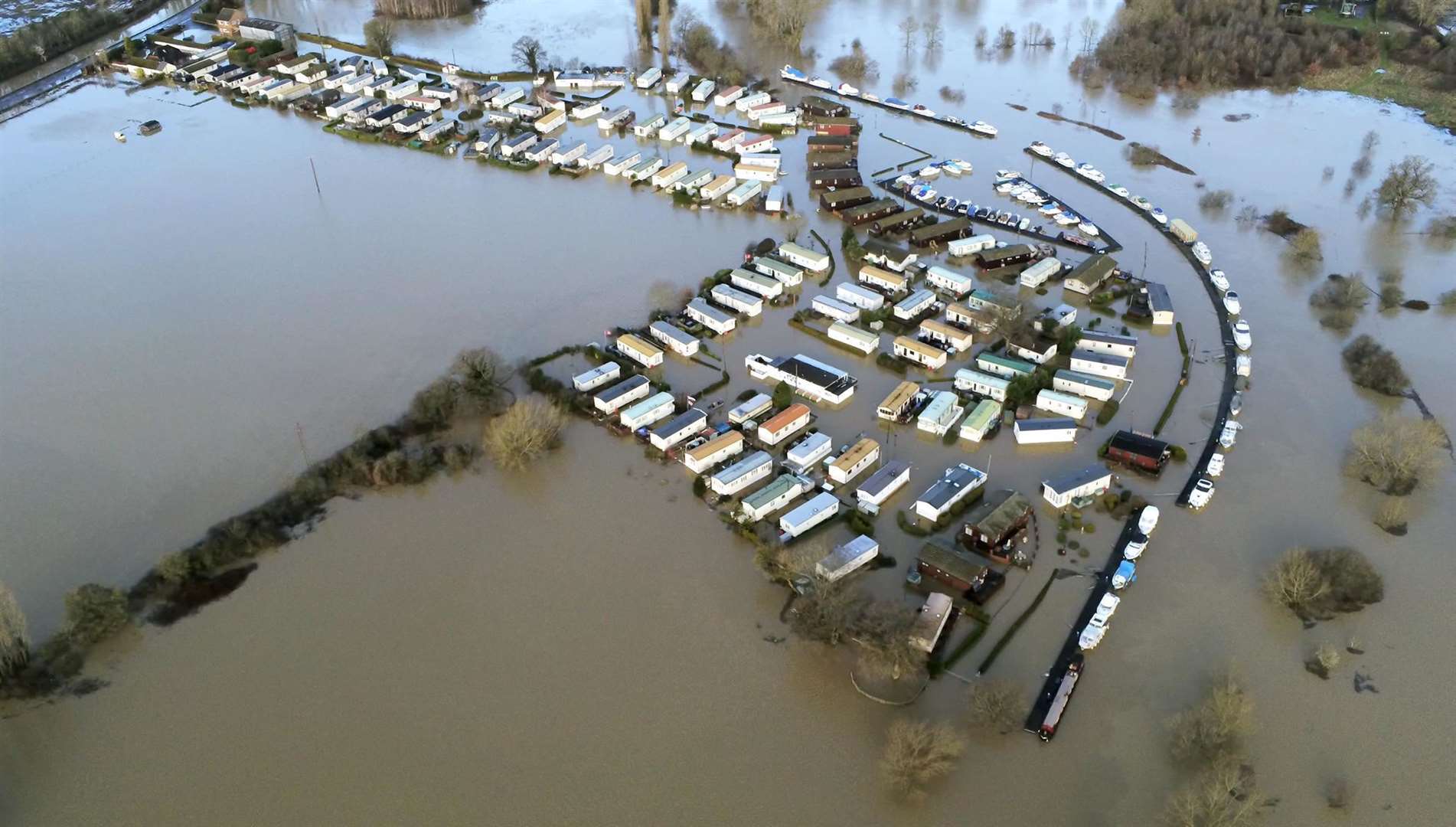 An aerial image of flooding in Yalding Picture: Stephen Huntley/SX Drones