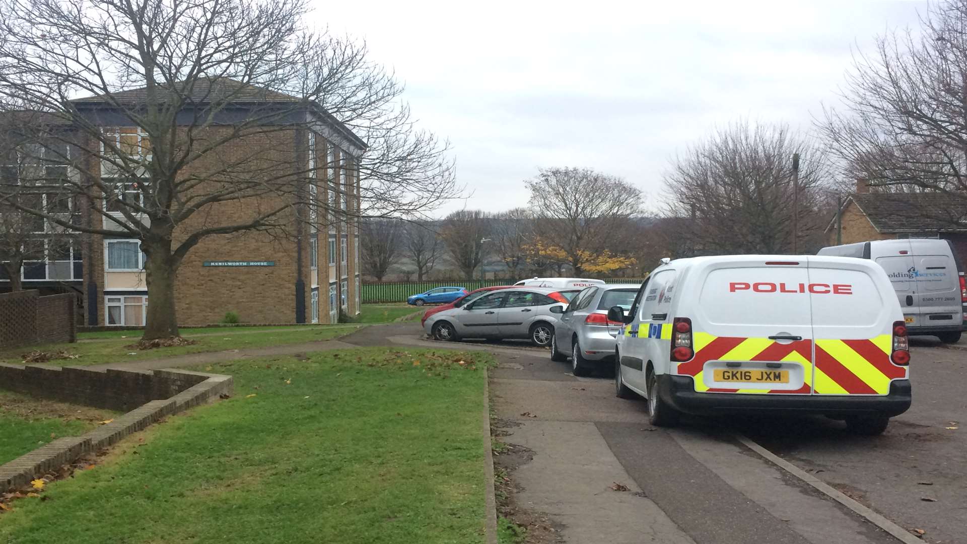 Police at the scene in Woodford Road, Maidstone