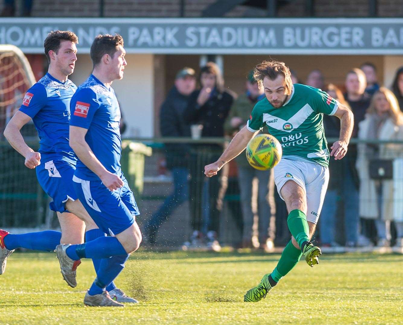 Luke Burdon starred in Ashford United's 3-1 win over promotion rivals Cray Valley Picture: Ian Scammell