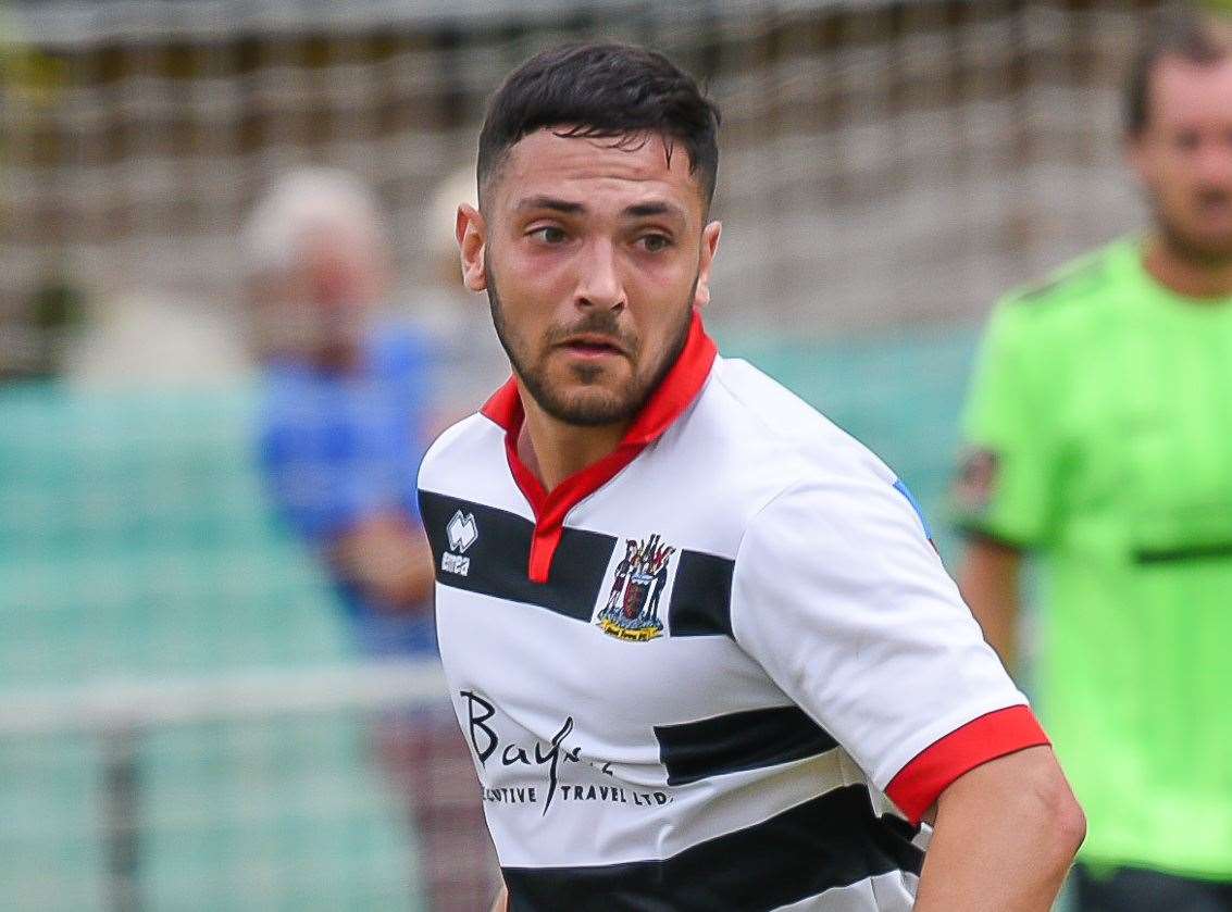 Harry Alexander scored but was later sent off in Lydd's draw at Snodland. Picture: Alan Langley