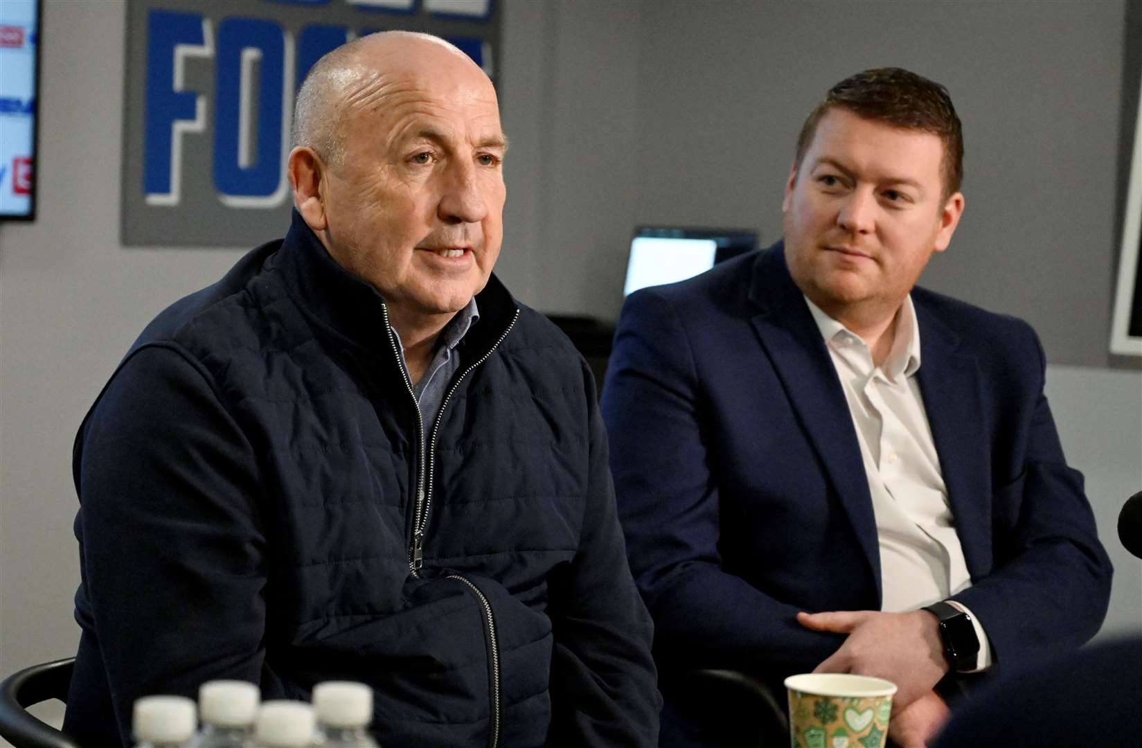 John Coleman, pictured with Gills managing director Joe Comper, is first-team boss until the end of the season - but could stay longer Picture: Barry Goodwin