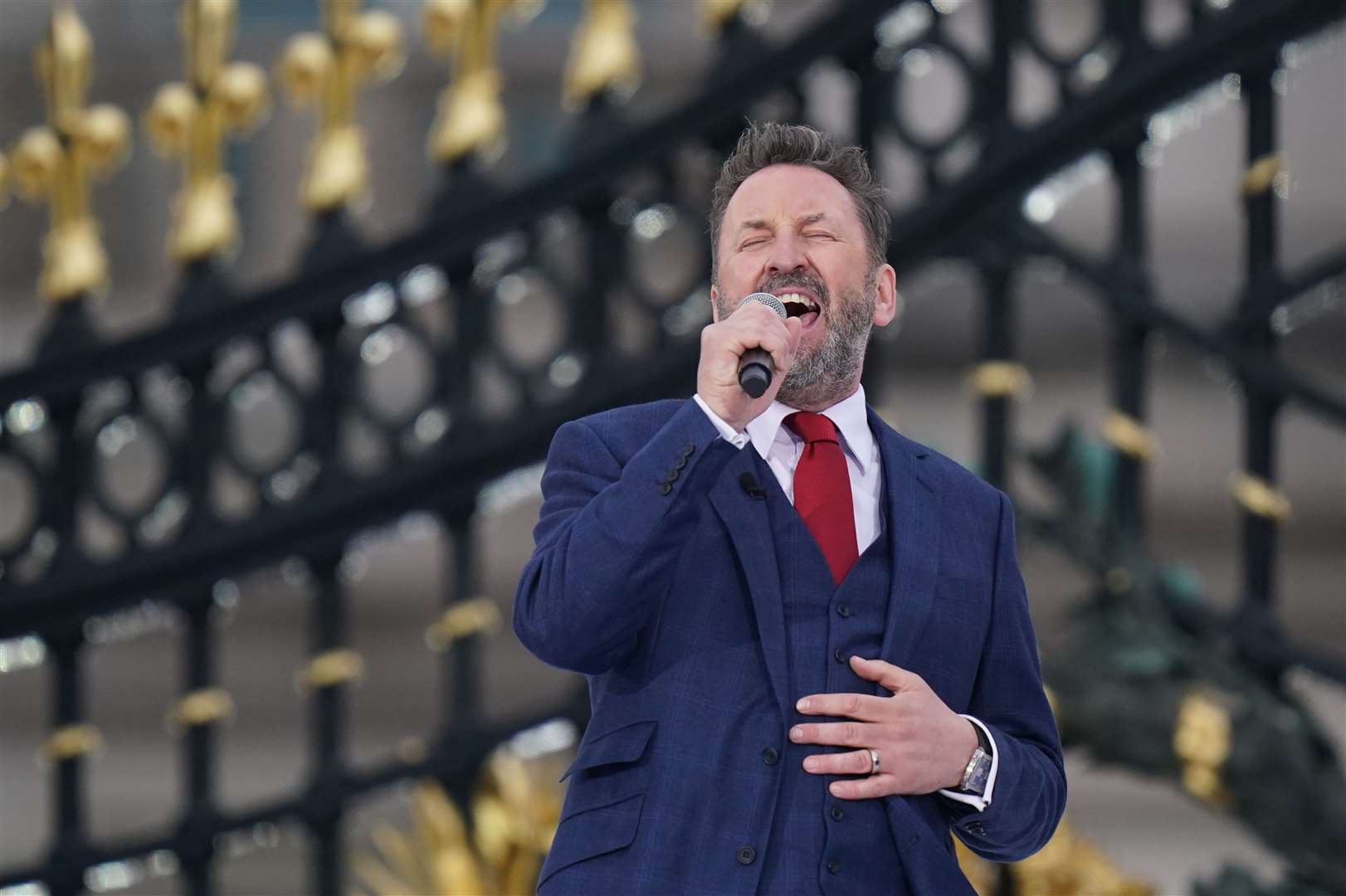 Lee Mack made a joke at the PM’s expense during the Platinum Party at the Palace (Jacob King/PA)