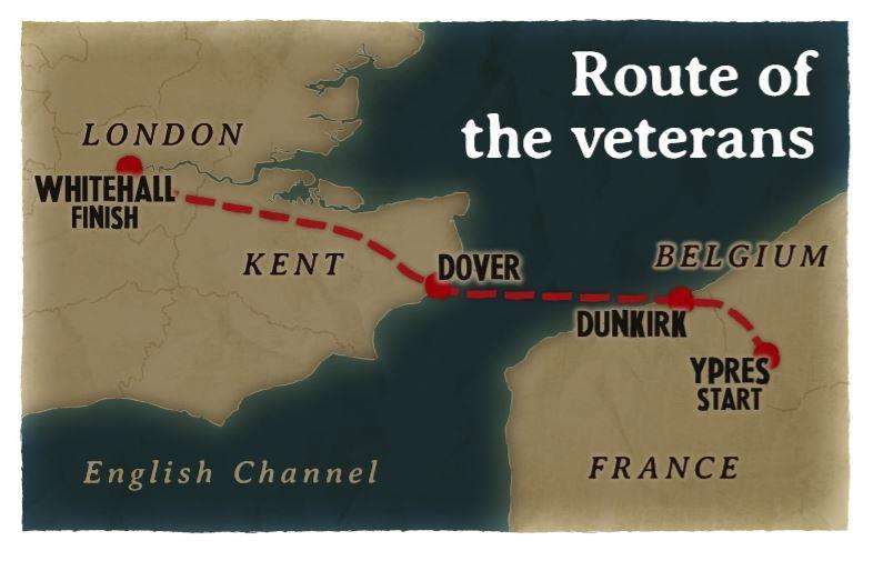 The veterans will walk from Ypres in Belgium to the Cenotaph in London (5247151)
