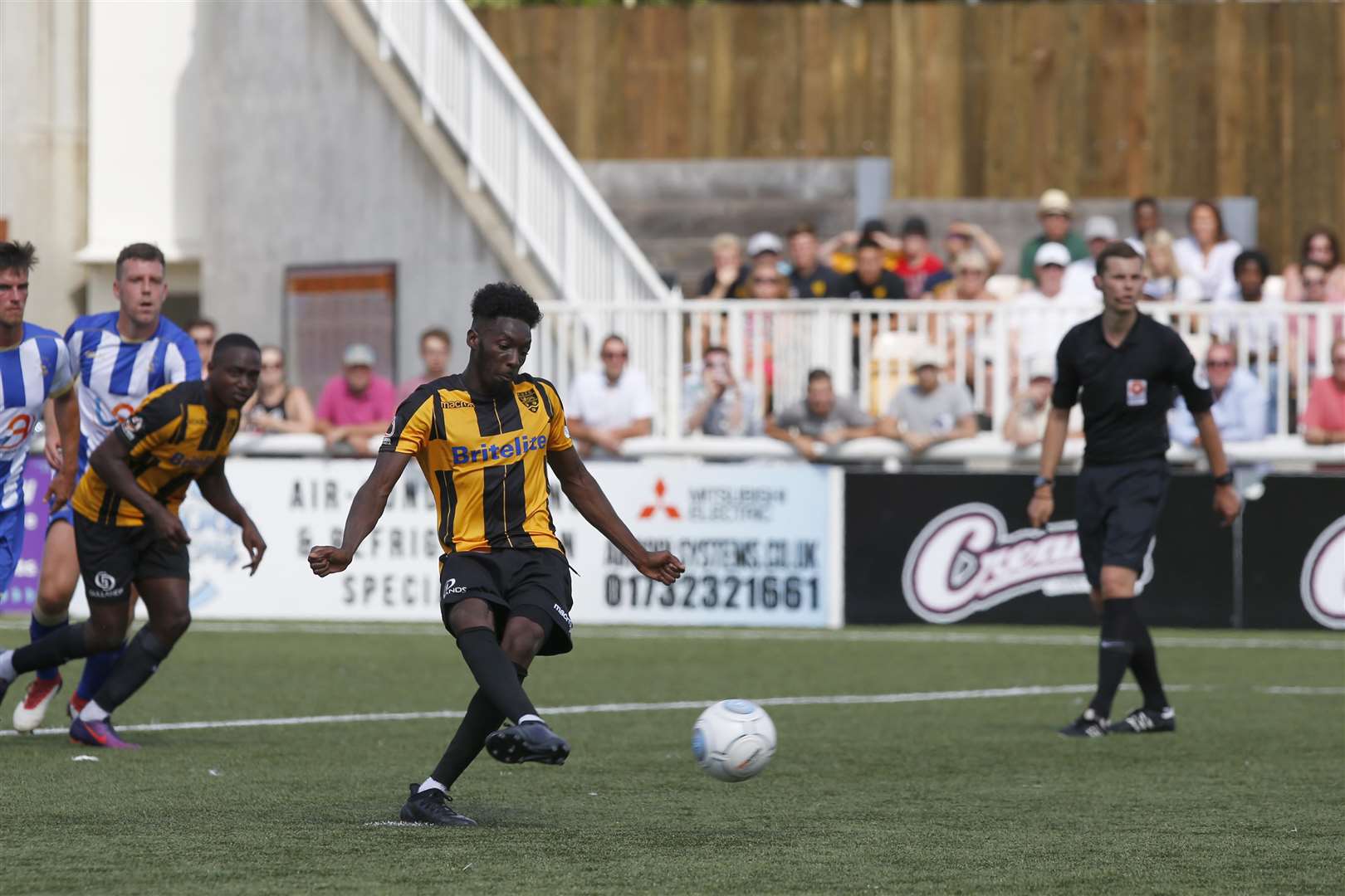Blair Turgott gives Maidstone the lead against Hartlepool Picture: Andy Jones