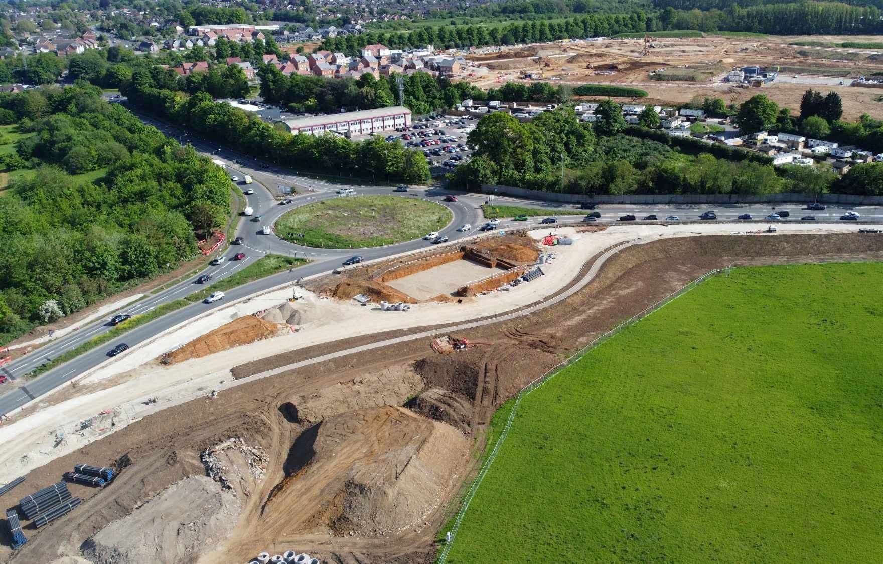 New drone pictures show the progress of the Coldharbour Roundabout revamp in Maidstone. Picture: Simon Ratcliff