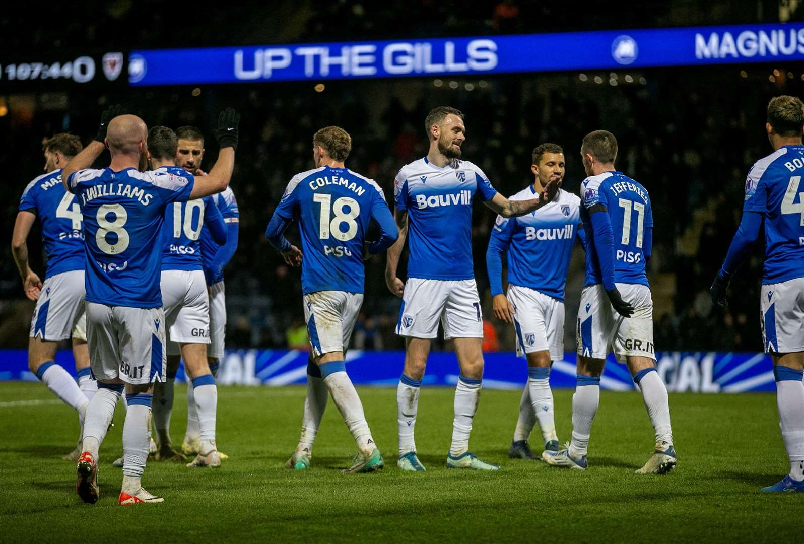 Gillingham celebrate Conor Masterson's goal Gillingham v Wimbledon Picture: @Julian_KPI