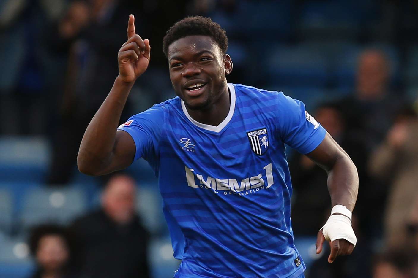 Deji Oshilaja celebrates his goal against Shrewsbury Picture: Andy Jones