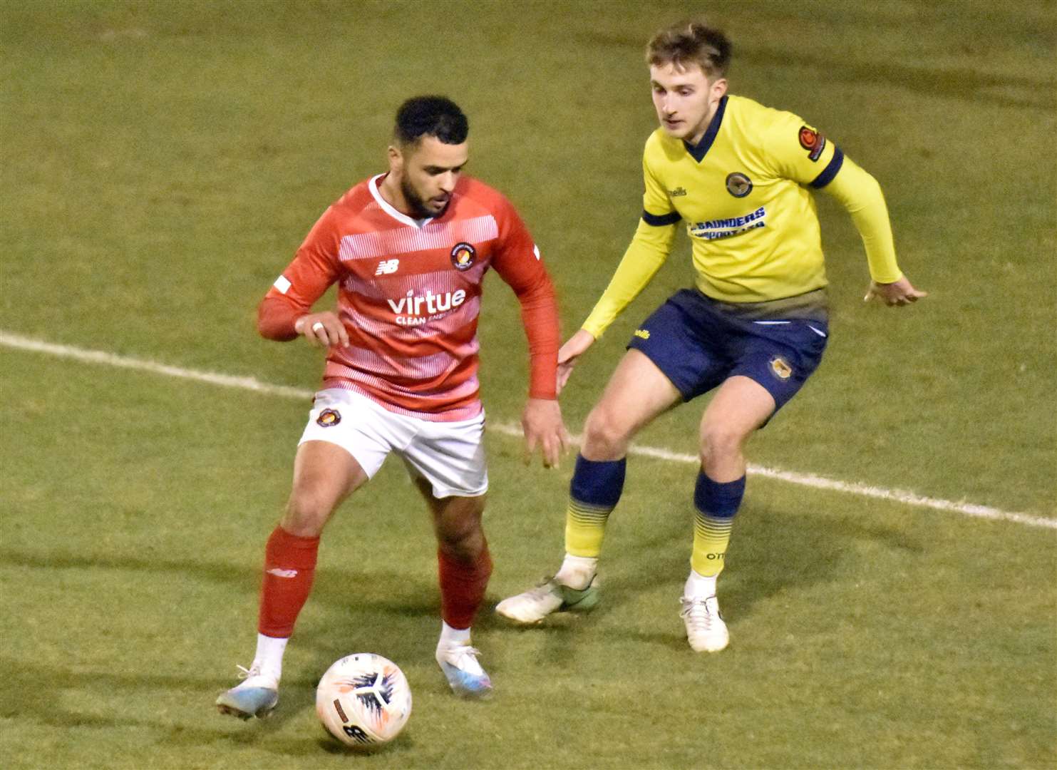 Ebbsfleet midfielder Billy Clifford on the ball at Farnborough. Picture: Ed Miller/EUFC