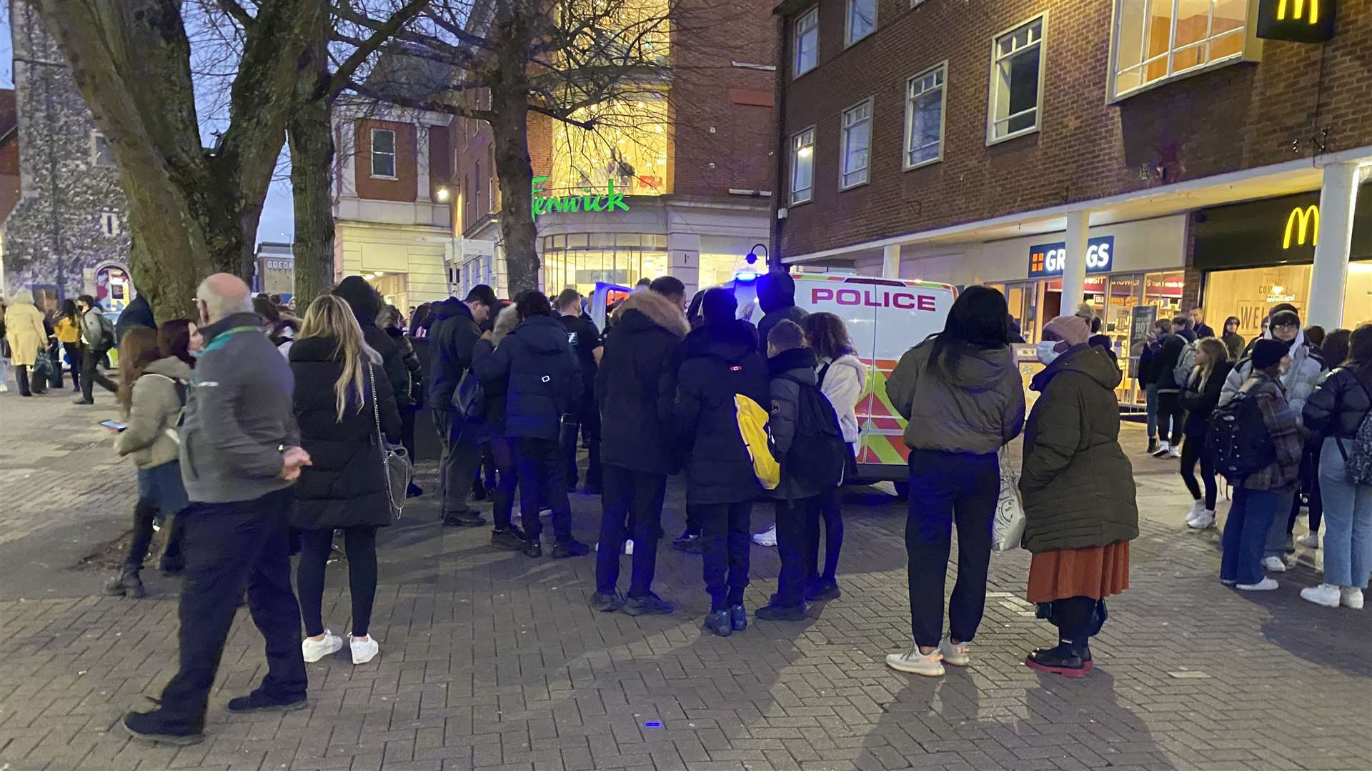 Police parked up just outside McDonald's on Thursday evening