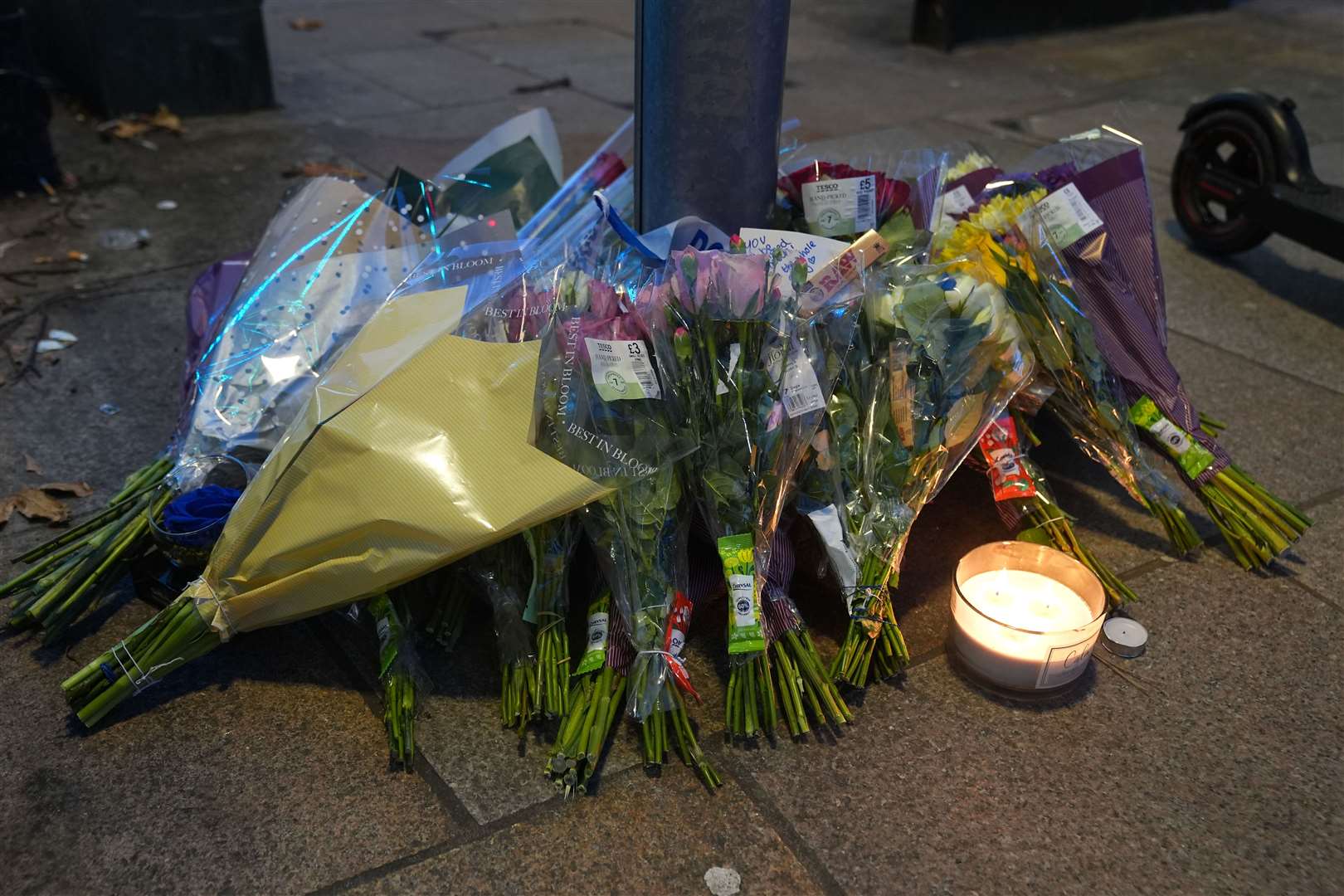 Floral tributes near Greenhill Street, close to Bedford bus station (Lucy North/PA)