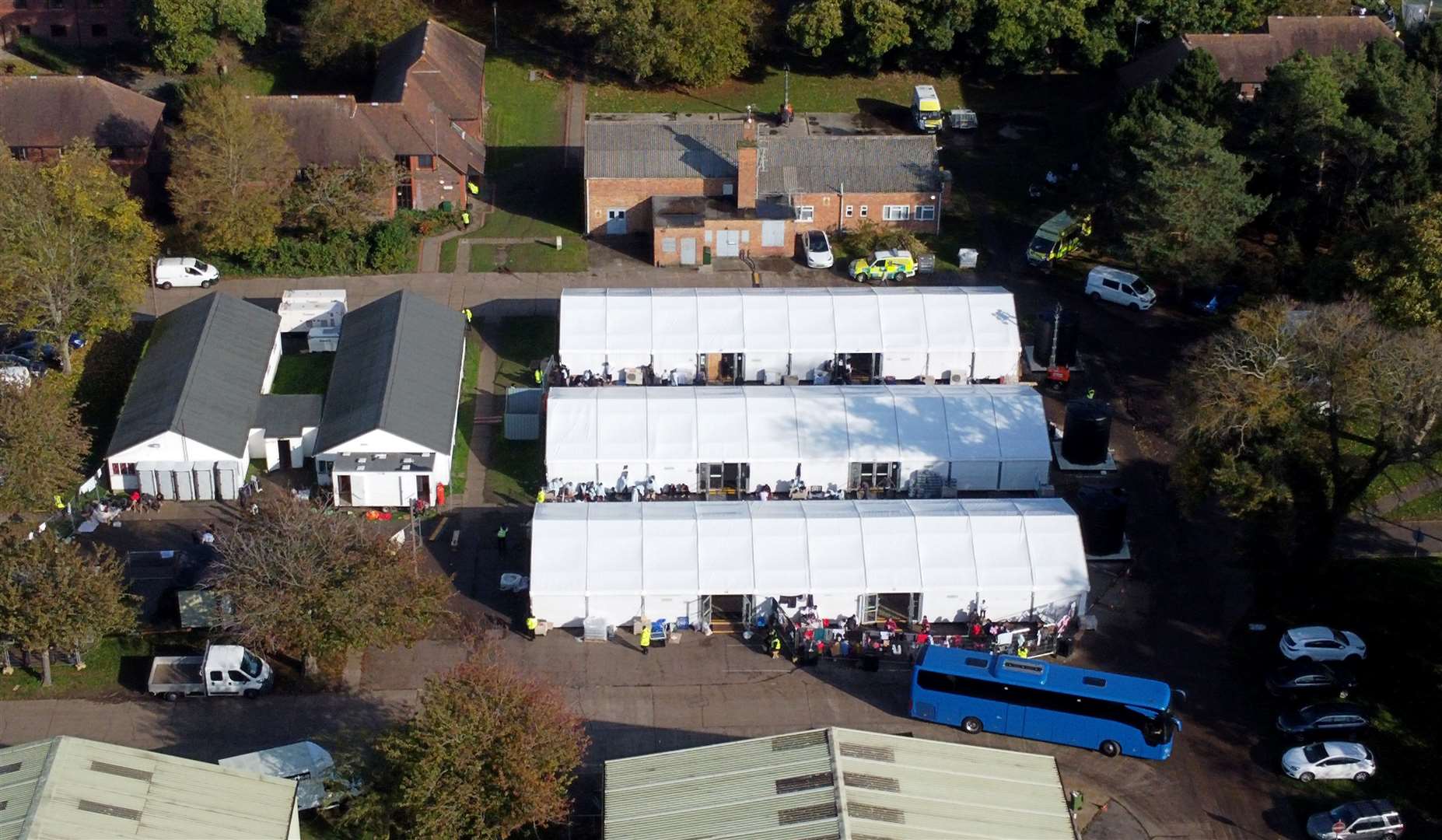 A view of the Manston migrant processing facility (Gareth Fuller/PA)