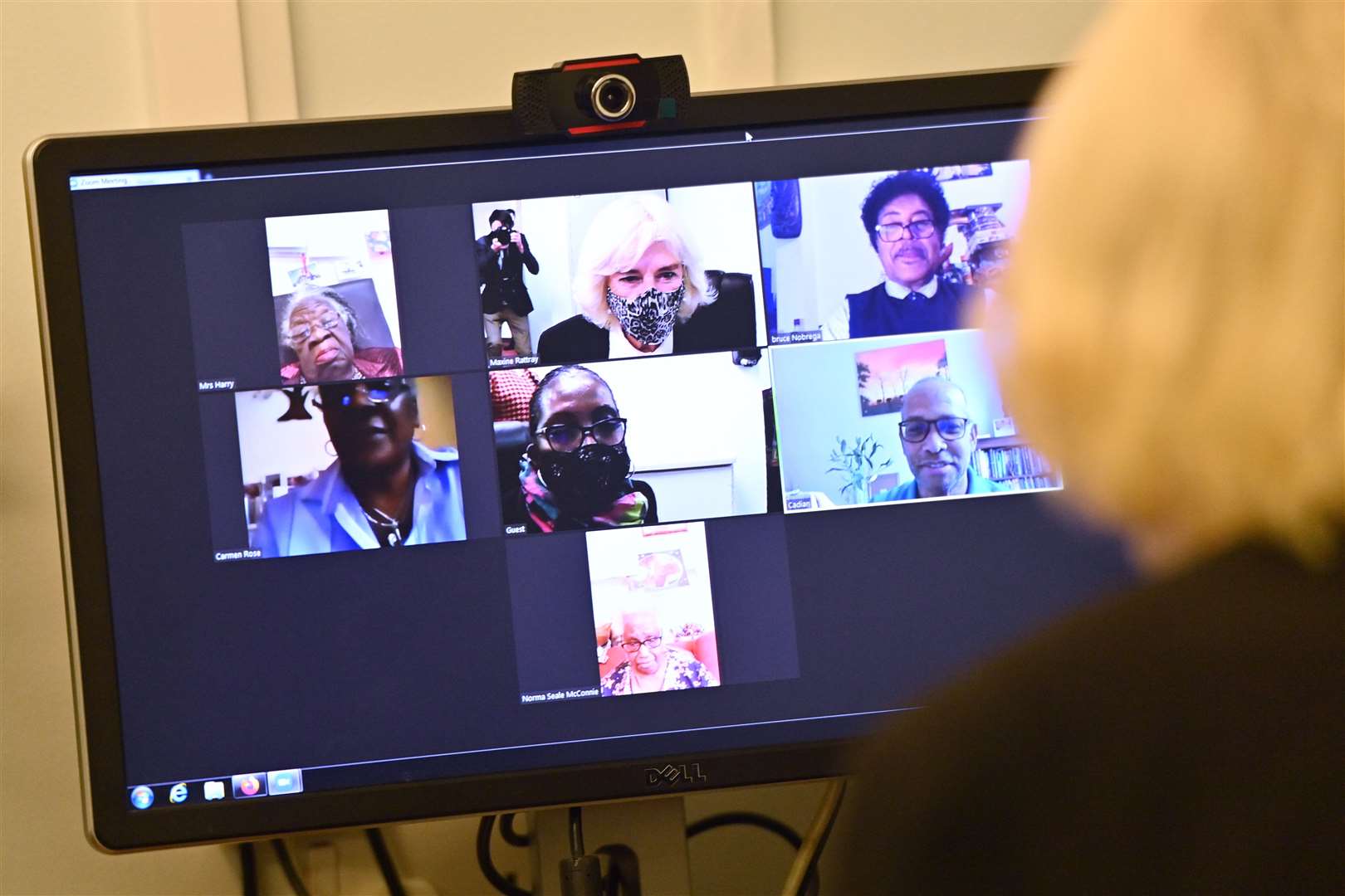 The Duchess of Cornwall participates in a Zoom call (Justin Tallis/PA)