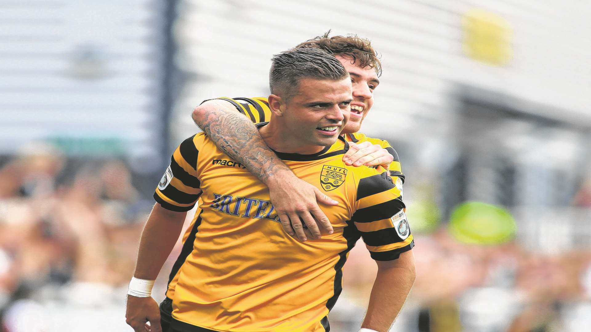 Ben Greenhalgh celebrates his goal against Wrexham Picture: John Westhrop