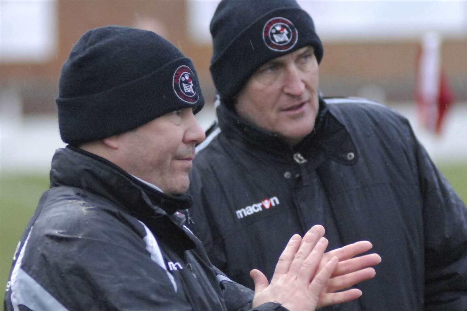 Herne Bay coach Tim Dixon, left, alongside Darren Beale, who has left Bay for Potters Bar, during their Ramsgate days back in 2012. Picture: Martin Apps