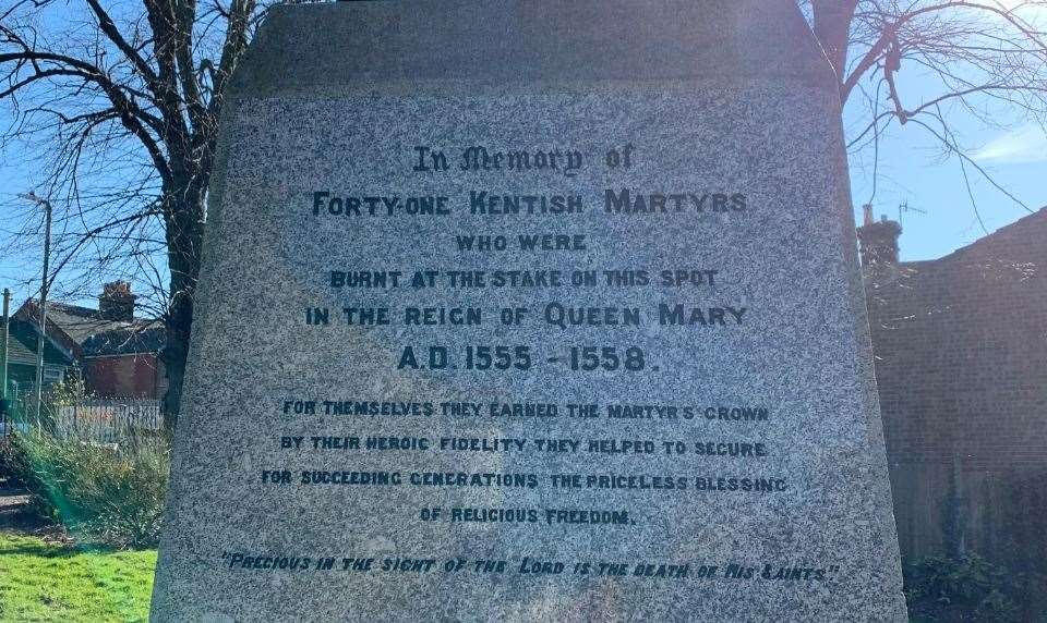 The memorial in Martyrs Field for the murdered Protestants