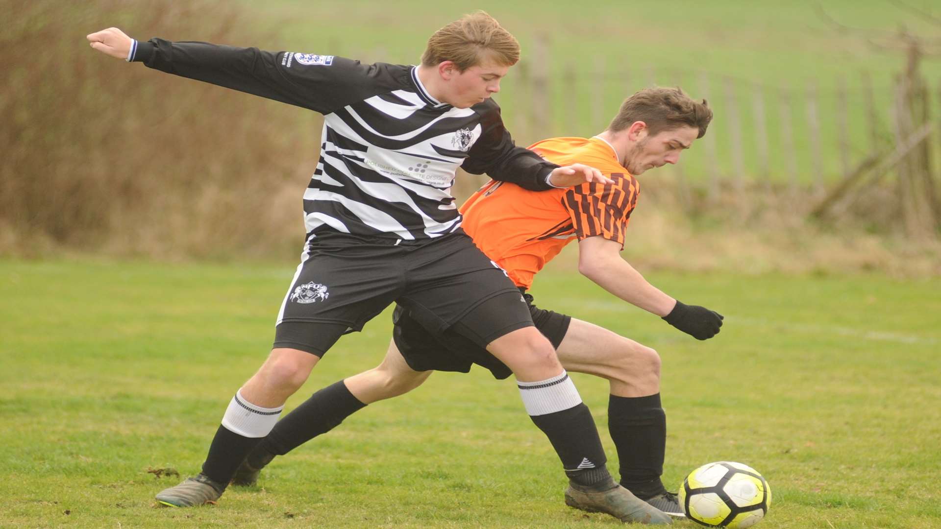 Lordswood Youth stand their ground against Milton & Fulston United in Under-18 Division 2 Picture: Steve Crispe