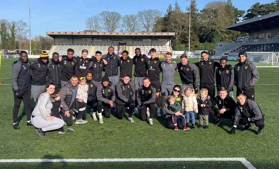 Willows Adventures staff and children with FA Cup heroes Maidstone United