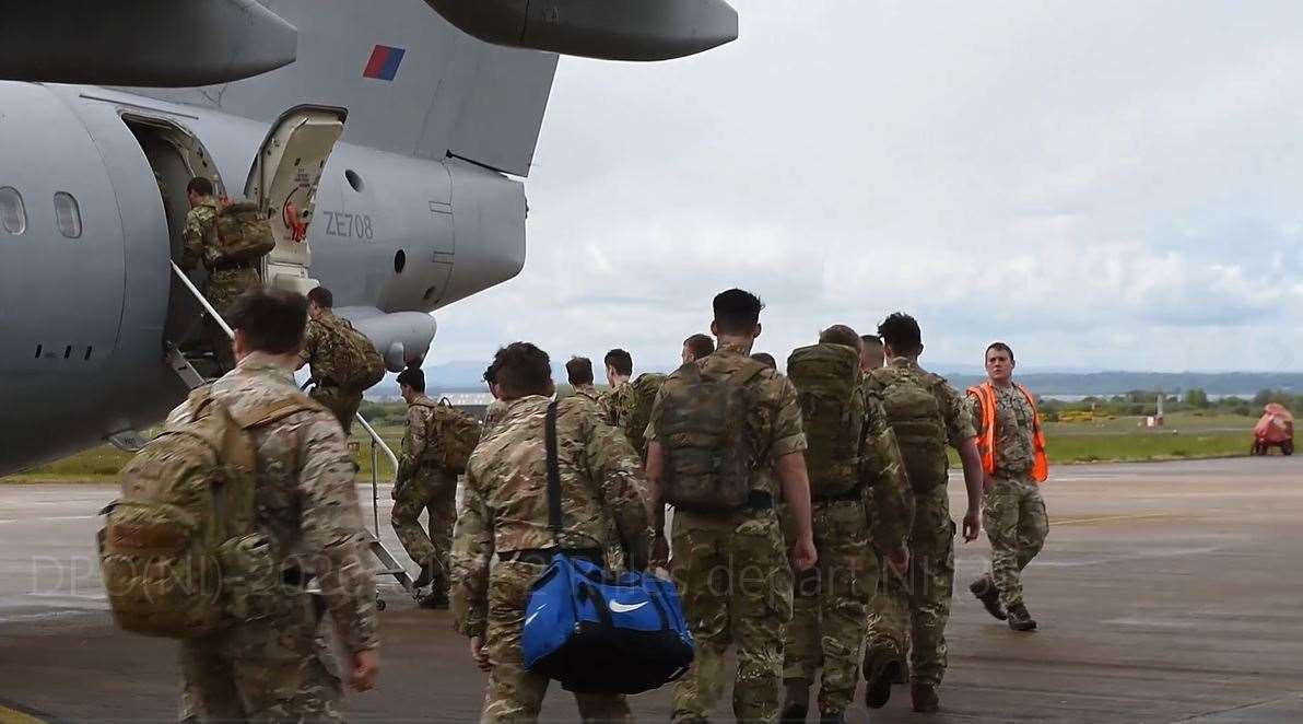 2 Rifles leave RAF Flying Station Aldergrove for Kabul (Crown Copyright/PA)