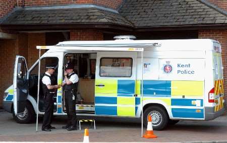 The mobile police incident unit set up near Morrison's supermarket. Picture: MATTHEW WALKER