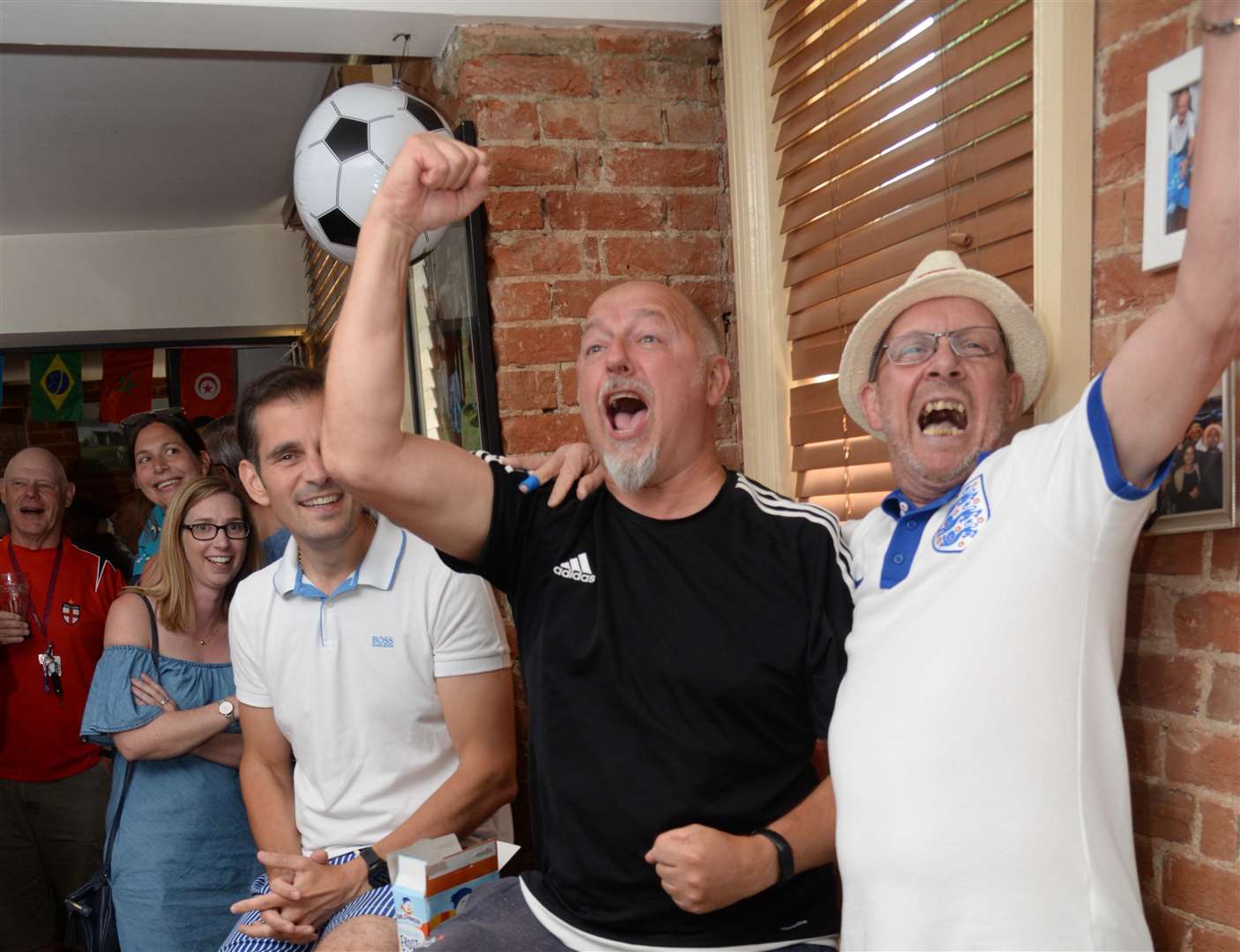 Roar of delight. England fans at The Local, Chartham. Picture: Chris Davey.