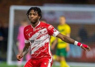 Former Ramsgate forward Josh Ajayi's first Dover goal helps them beat Eastbourne 2-1. Picture: Ian Scammell