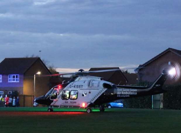 Police and ambulances in Newman Drive, Kemsley. Picture: Campbell James