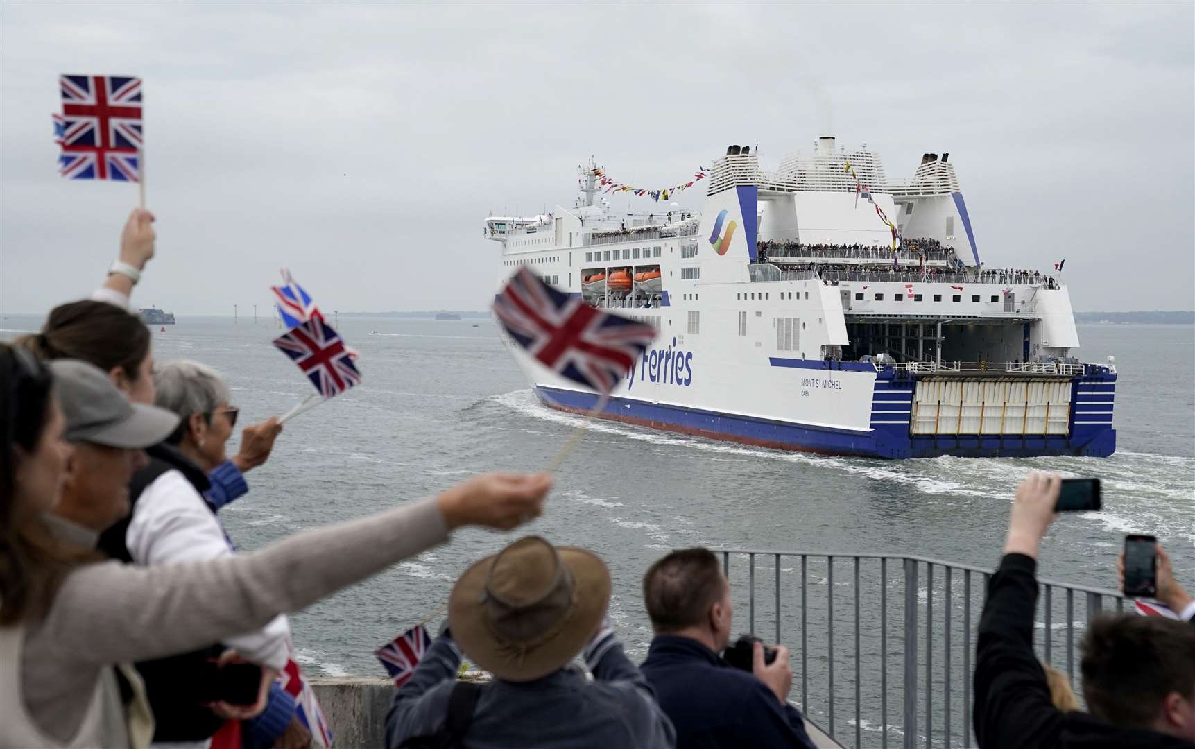 The Brittany Ferries ship Mont St Michel passes the Round Tower as it sets sail from Portsmouth Harbour carrying 31 D-Day and Normandy veterans (Andrew Matthews/PA)