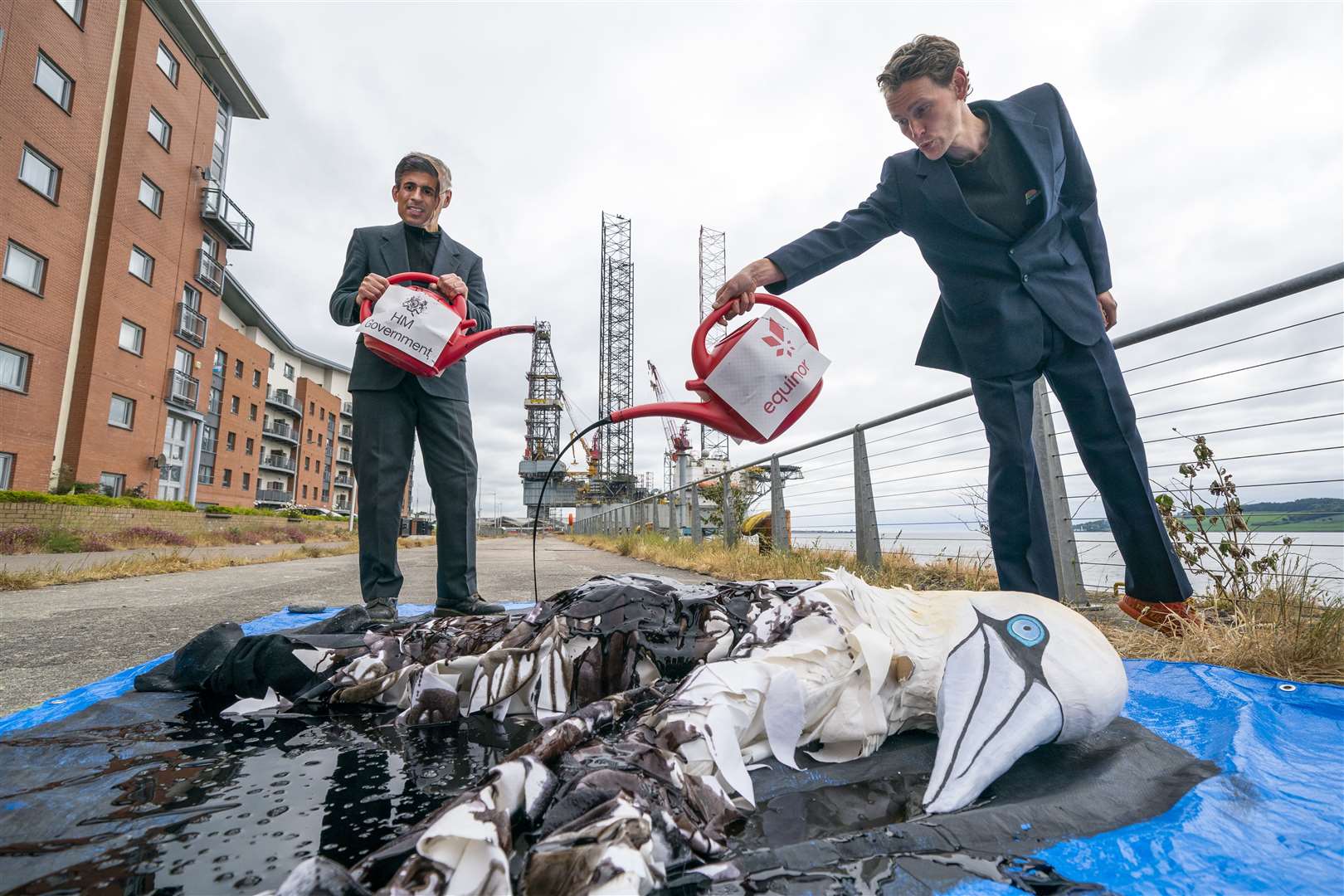 Earlier this week, Ocean Rebellion staged a stunt in Dundee in protest against Rosebank (Jane Barlow/PA)