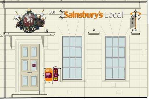 The proposed shop frontage facing the high street (5395507)