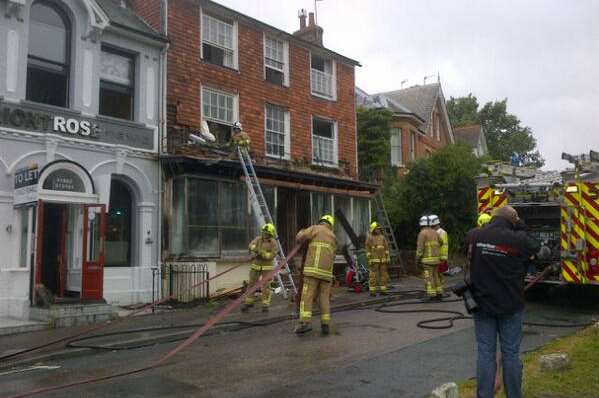 Fire at the antiques shop in Southborough. Picture: @rachelhbanks