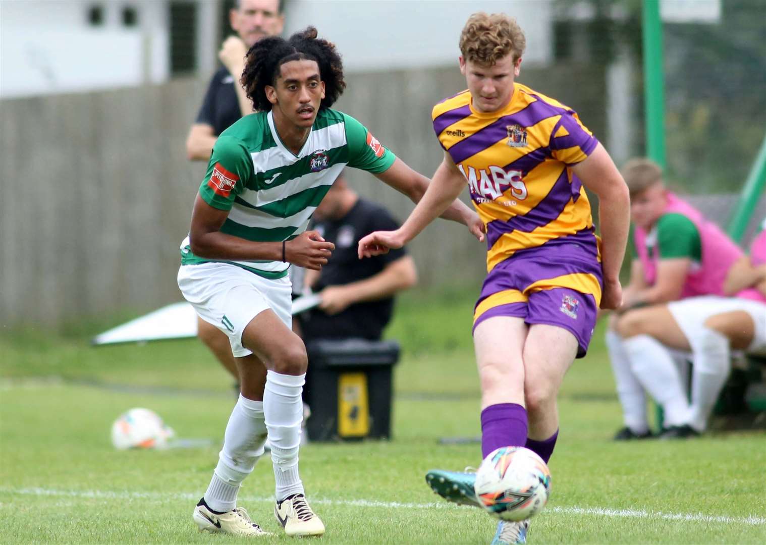 Returning defender Elliott Moore on the ball for Deal Town at Corinthian. Picture: Paul Willmott