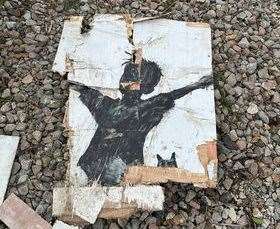 The remains of the Herne Bay Banksy after it was fished out of a skip