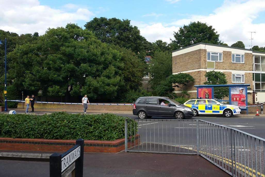 Police cordon off an area in Luton Road after an assault