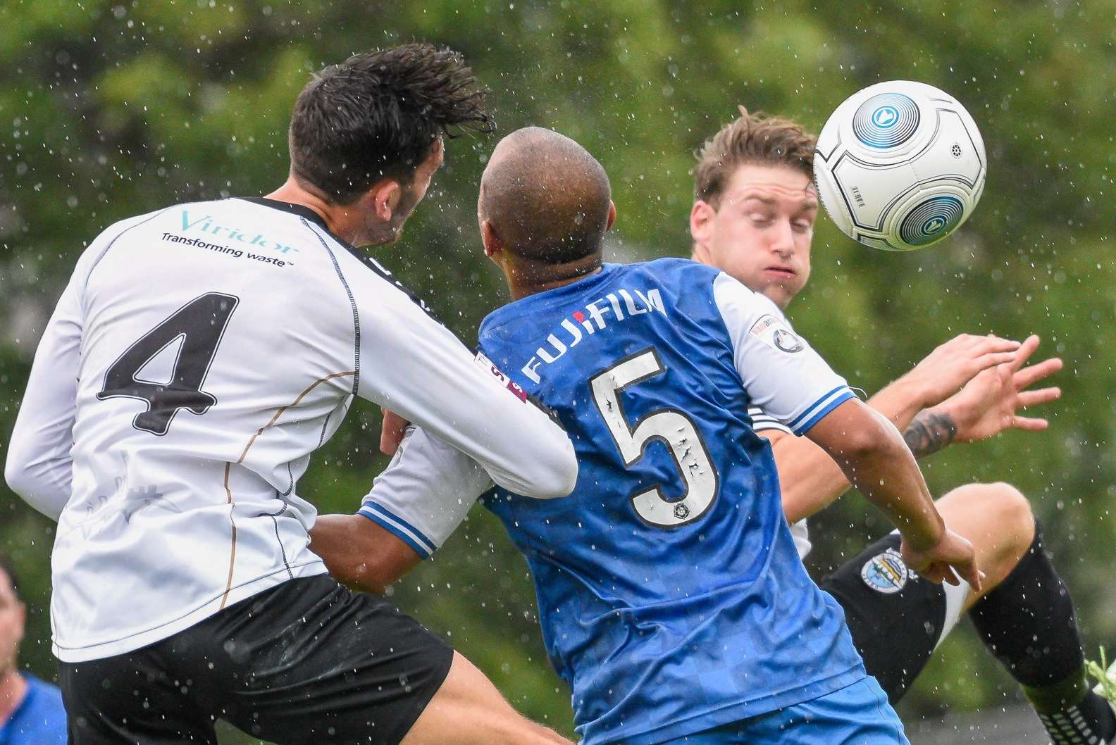 Dover look to clear their lines during Saturday's 3-0 friendly win over Margate Picture: Alan Langley