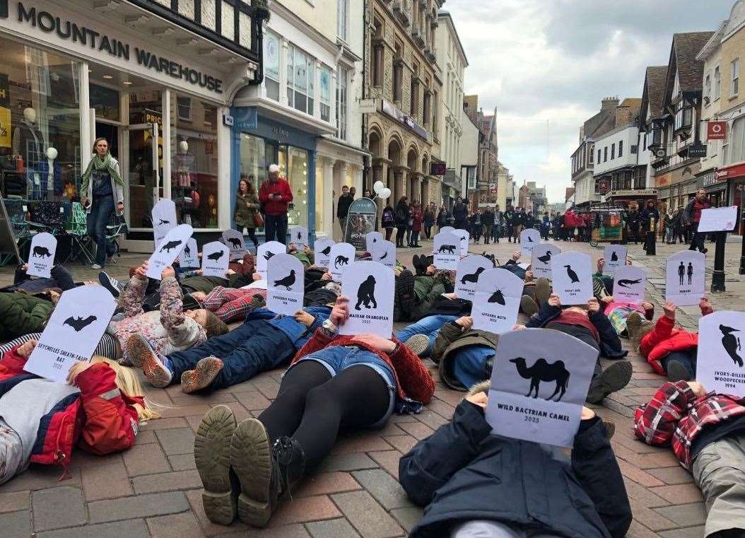 Dozens of young people lay down as part of the protest. Picture: Clare Connerton (8507618)