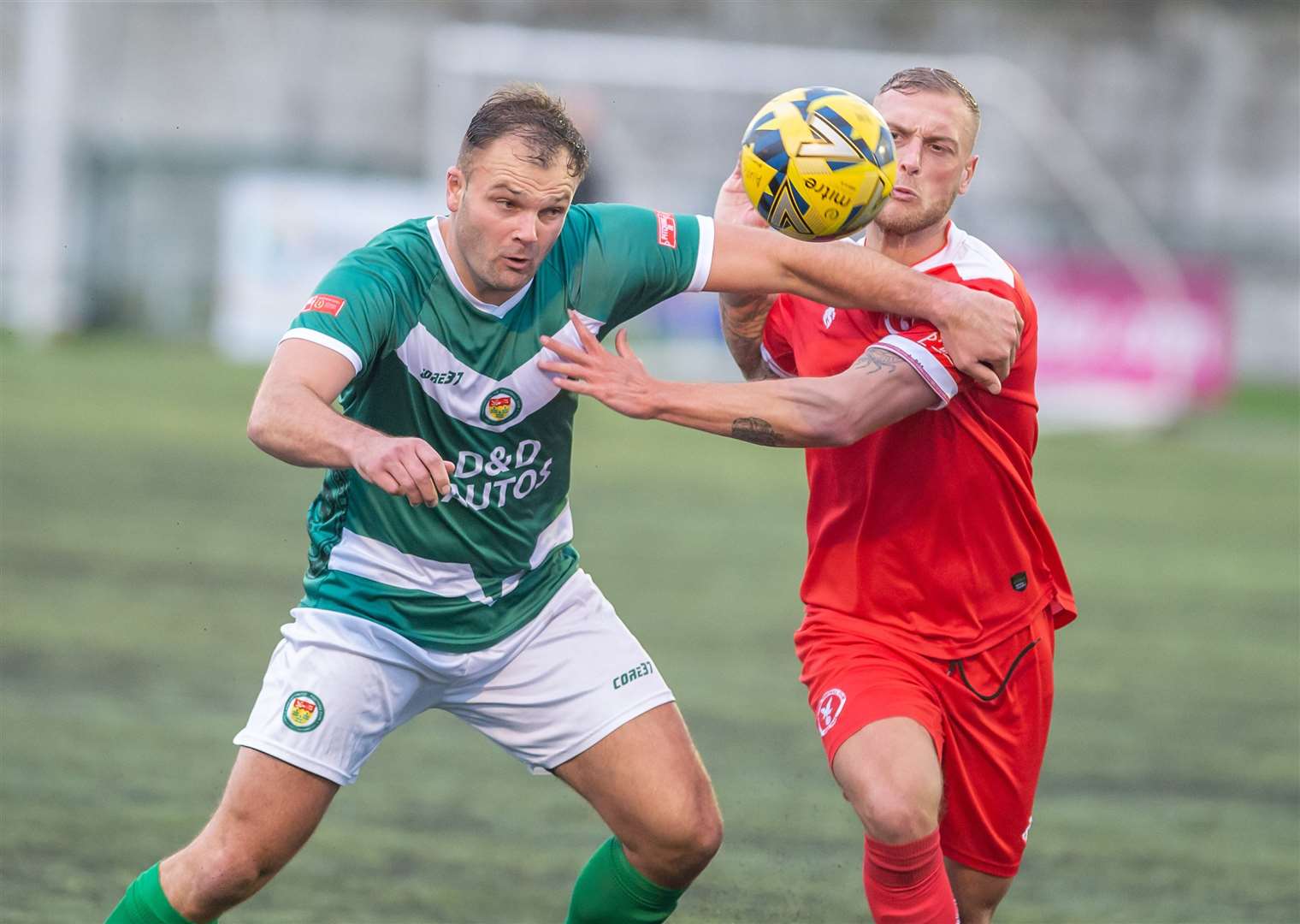 Gary Lockyer battles for the ball against Whitehawk. Picture: Ian Scammell