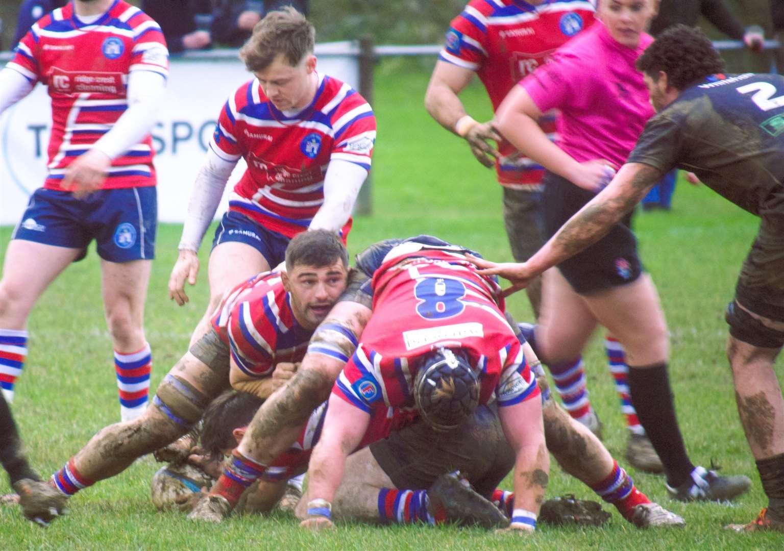 Vinnie Everrit secures ball with Tonbridge Juddians teammate Truman Sullivan in support against Colchester. Picture: Adam Hookway