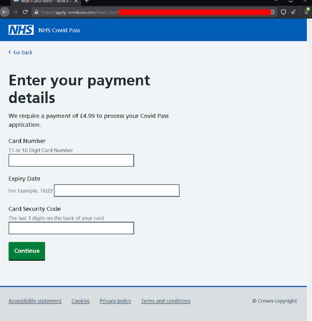 The fraudulent website has been designed to look identical to an official NHS page (Malwarebytes)