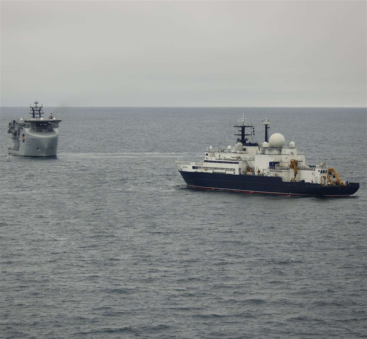 The Yantar being intercepted by the RFA Proteus. Pic Royal Navy/PA