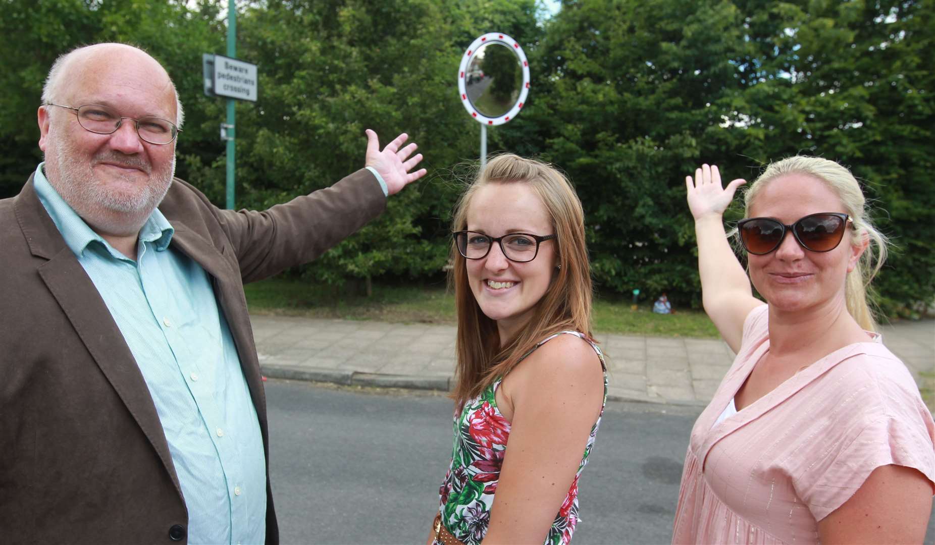 Leader of Dartford Council Jeremy Kite with Ellie Robinson and Jesica Maddox. Picture: John Westhrop