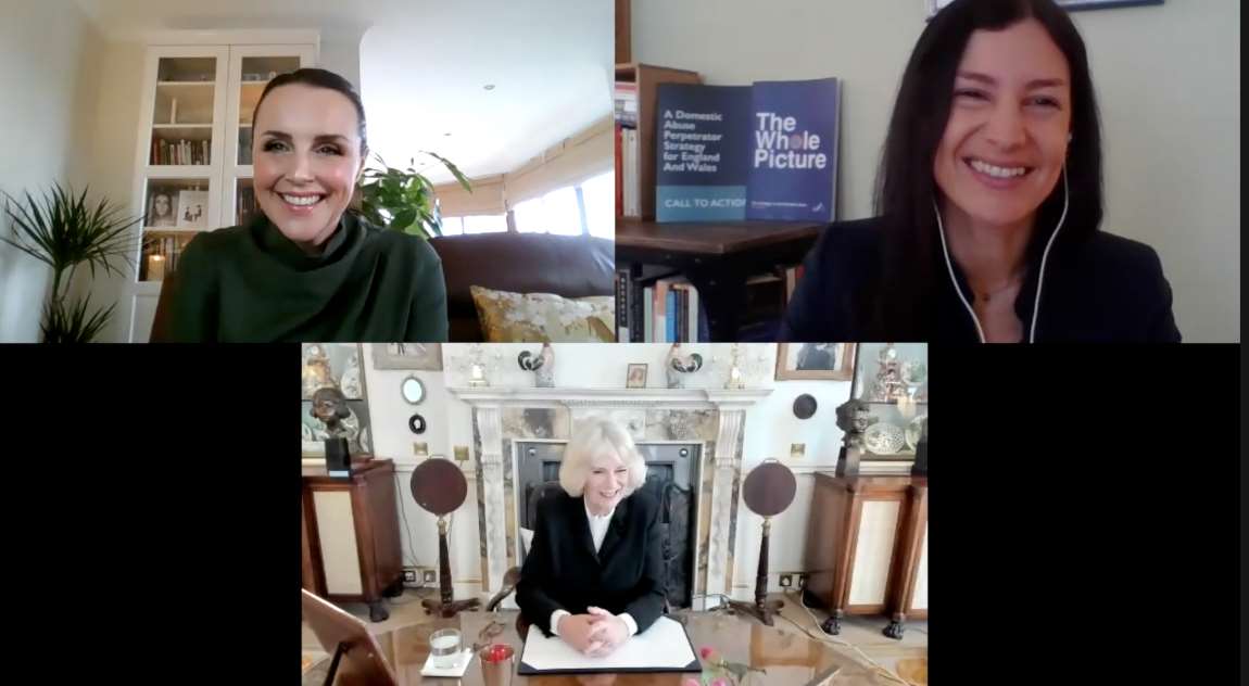 Camilla chats to, left to right, Rachel Williams and Suzanne Jacob (Clarence House/PA)