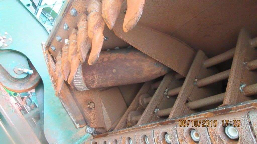 The shell stuck on the dredger head. Picture: Royal Navy