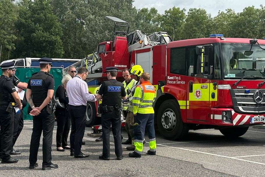 Fire, police and ambulance crews are attending a 'medical incident' at the M20 Maidstone Services. Picture: UKNIP