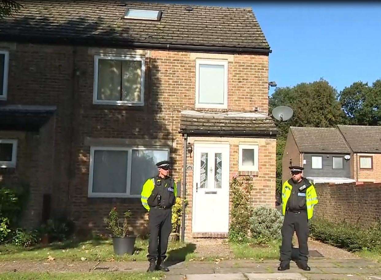 Police outside Sarah's home in Bazes Shaw