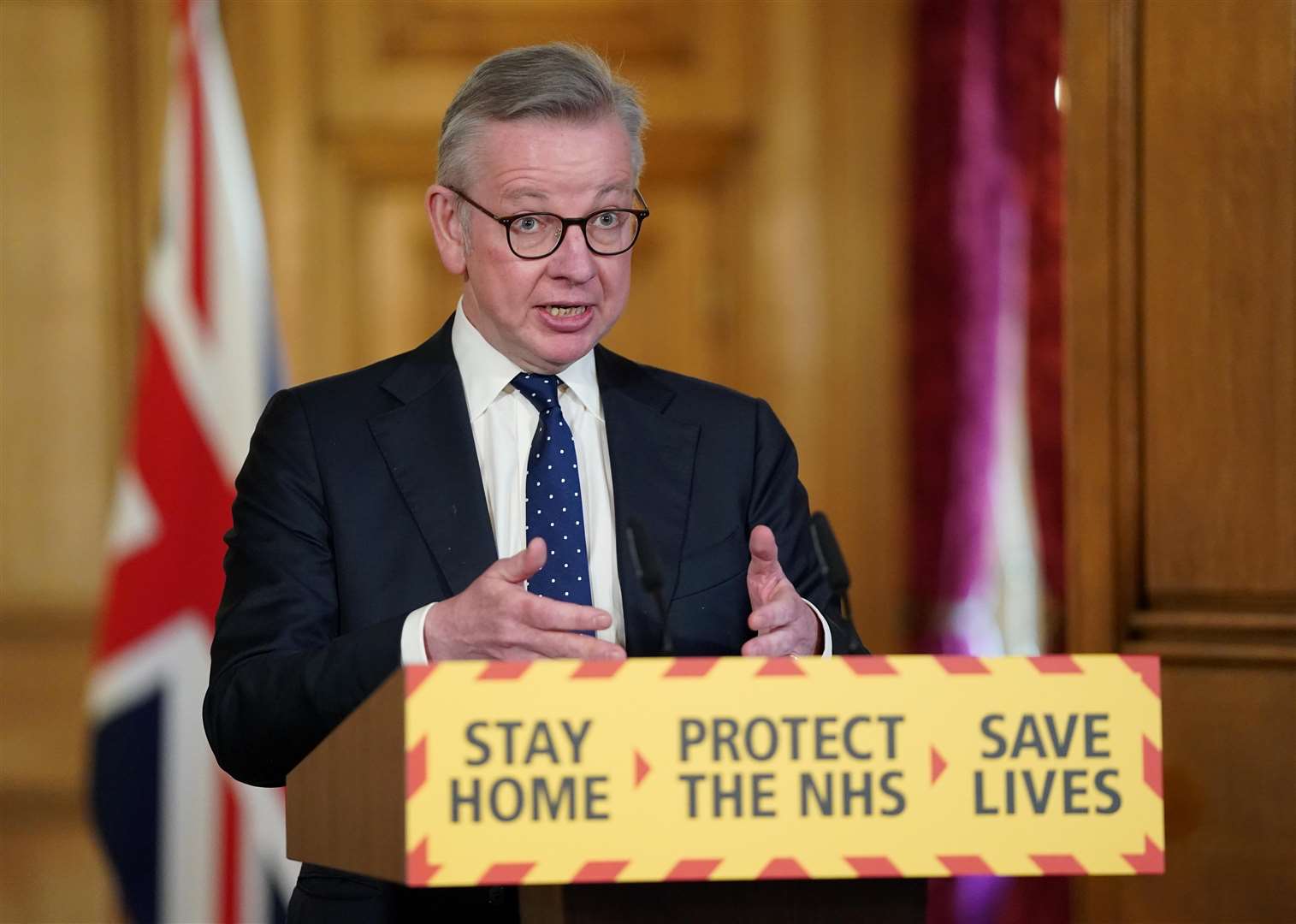 Michael Gove said a series of tests need to be met before the lockdown can be eased in any way (Pippa Fowles/Crown Copyright/10 Downing Street/PA)