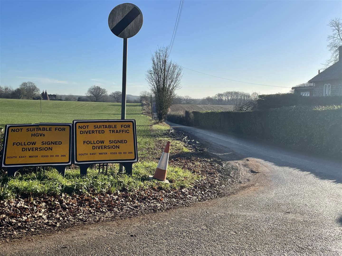 Country lanes around the village are being chewed up by motorists trying to get around the closure