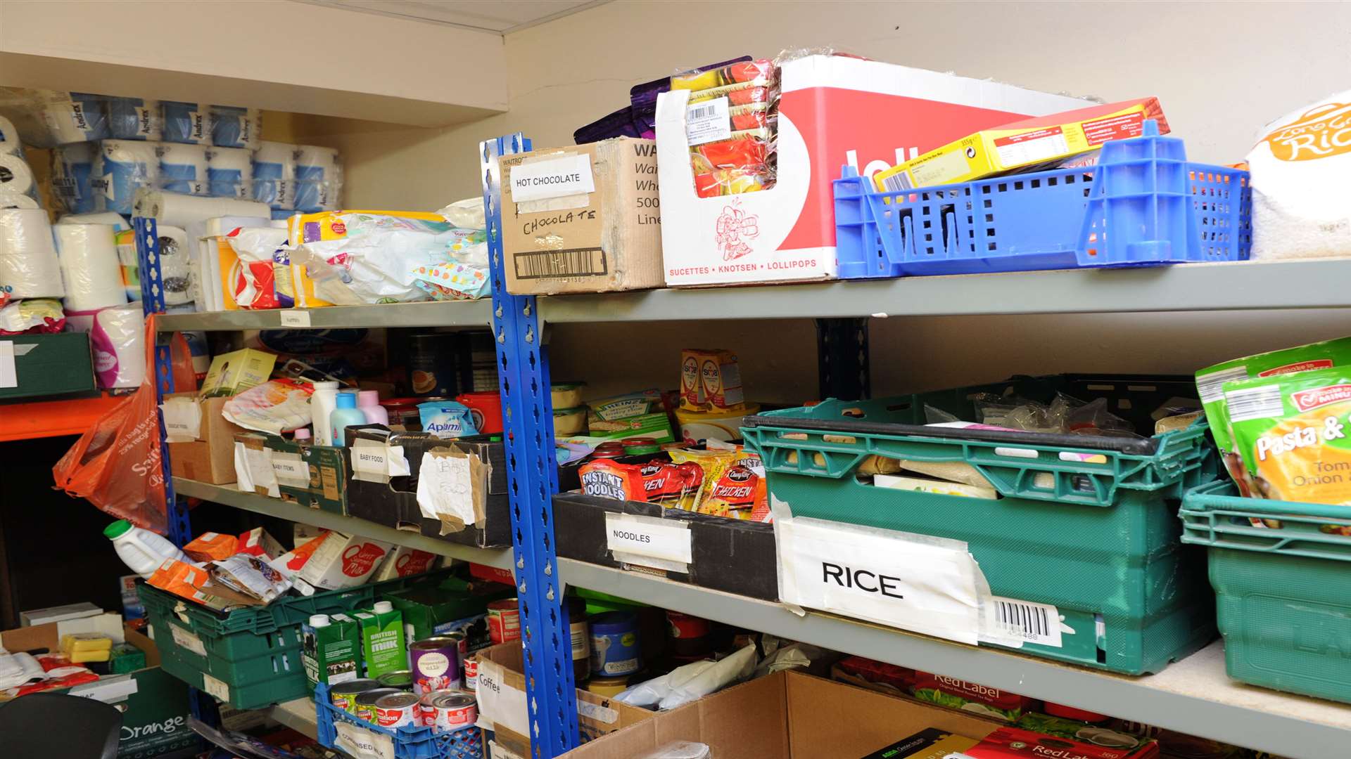 Food bank stock ready to be handed out