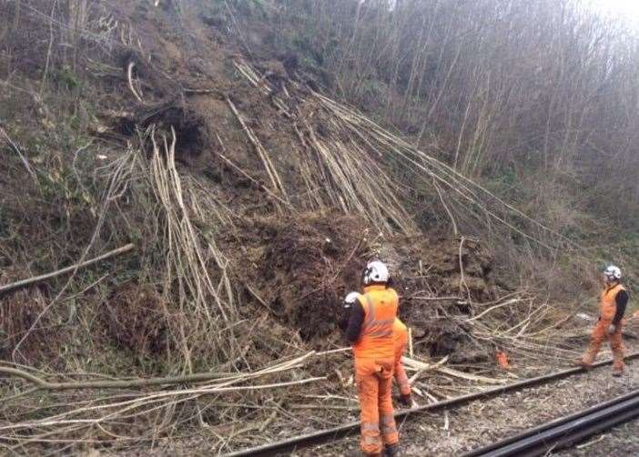 The first landslide at Wadhurst. Picture: National Rail South East (Twitter) (7825278)