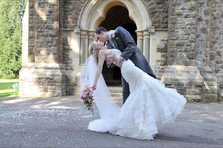 The couple tied the knot at the Chilston Park Hotel, Lenham. Picture: SWNS